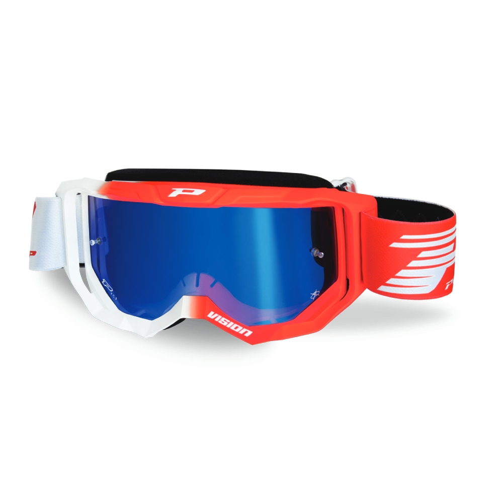 Brille Pro Grip Vision - Weiß Rot Verspiegelte Linse Blau
