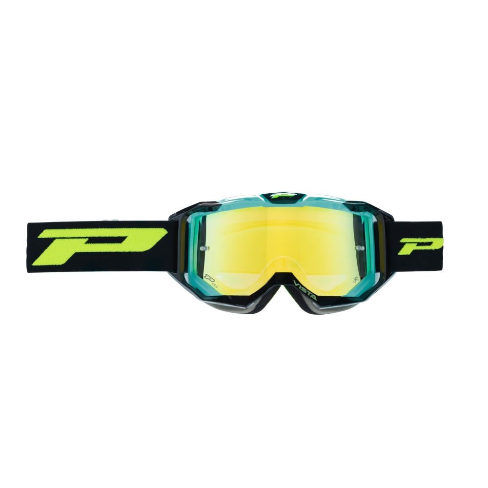 Brille Pro Grip Vista - Schwarz Hellblau Neongelb Verspiegelte Linse Gelb