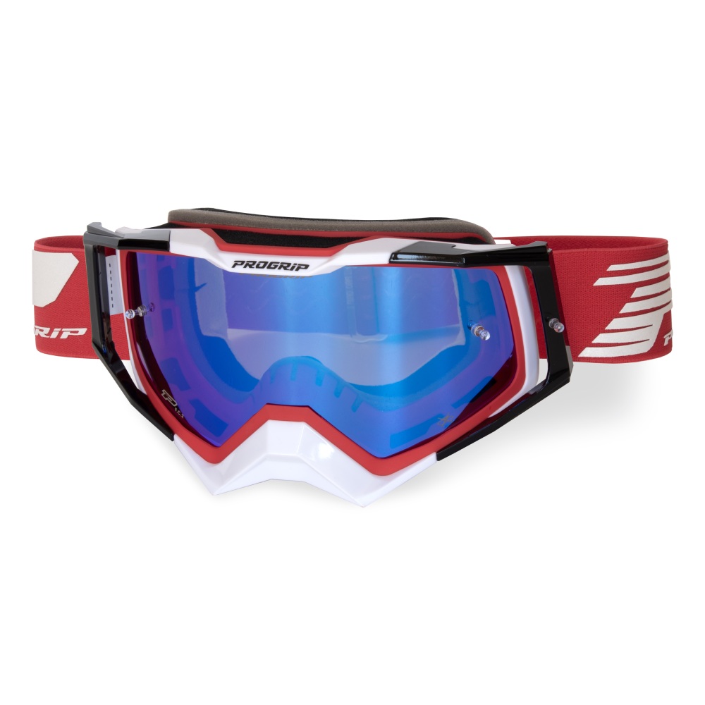 Brille Pro Grip Rapid - Rot Weiß Schwarz Verspiegelte Linse Blau