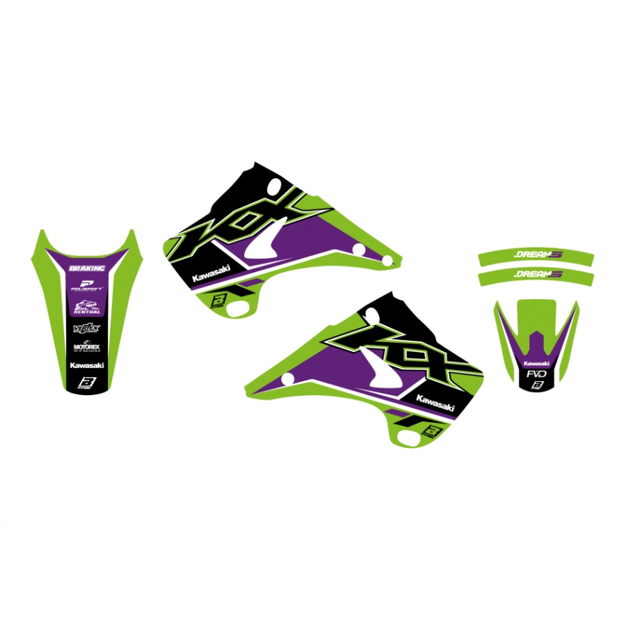 Grafik-Kit Kawasaki KX 250 (03-08) Dream 5 BL-2408AB