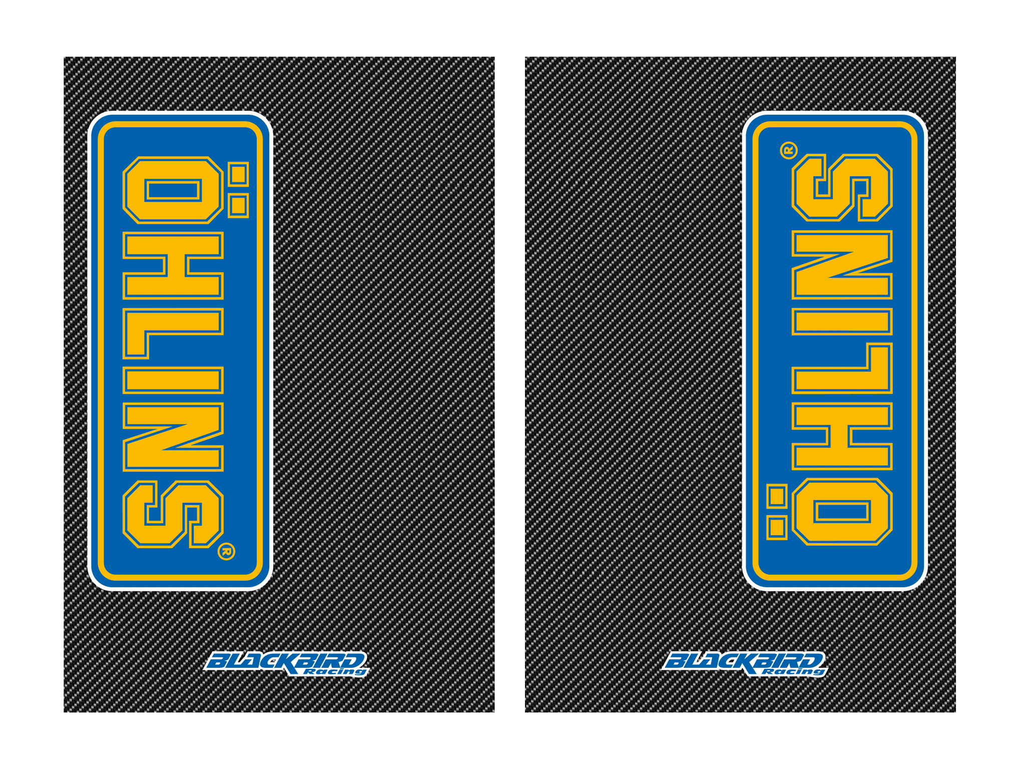 Aufkleberkit Öhlins Gabelschutz mit Carbon-Hintergrund
