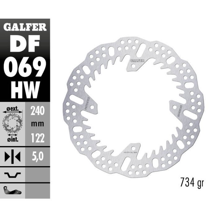 Bremsscheibe Galfer Shark Honda CR 250 (02-07) hinten - 5 mm DF069HW