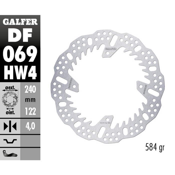 Bremsscheibe Galfer Shark Honda CRF 250 R (04-25) hinten - 4 mm DF069HW4