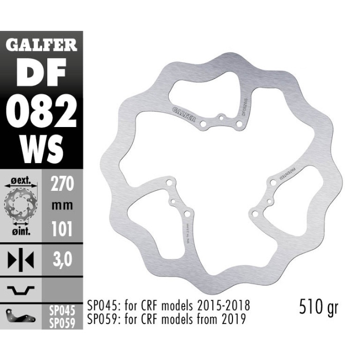 Bremsscheibe Galfer Wave Honda CR 125 (95-07) vorne maggiorato DF082WS