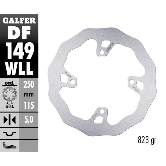 Bremsscheibe Galfer Wave Kawasaki KX 250 F (20) hinten voll DF149WLL