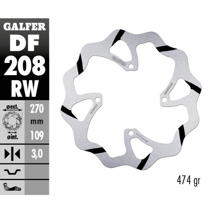 Bremsscheibe Galfer Race Kawasaki KX 250 F (06-14) vorne maggiorato DF208RW