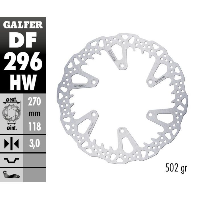 Bremsscheibe Galfer Shark Yamaha YZ 250 (17-25) vorne DF296HW