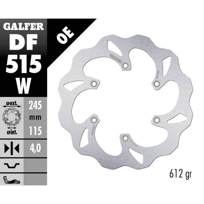 Bremsscheibe Galfer Wave Yamaha YZ 250 (19-21) hinten DF515W