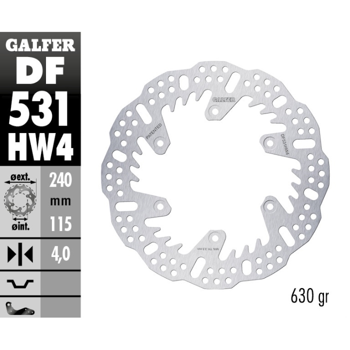 Bremsscheibe Galfer Shark Fantic 250 XX (22-25) hinten - 4 mm DF531HW4