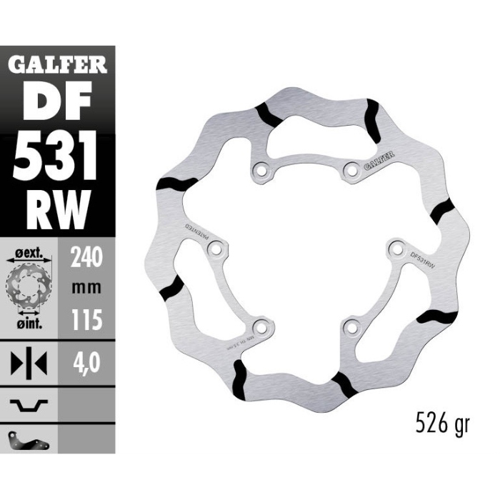 Bremsscheibe Galfer Race Yamaha YZ 125 (22-25) hinten DF531RW