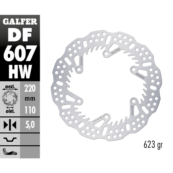 Bremsscheibe Galfer Shark Husaberg 350 FE (13-14) hinten - 5 mm DF607HW
