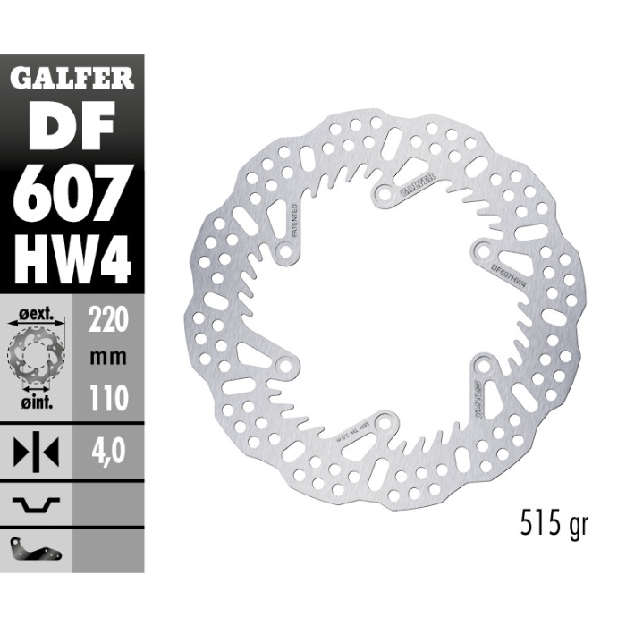 Bremsscheibe Galfer Shark KTM 250 EXC (98-25) hinten - 4 mm DF607HW4
