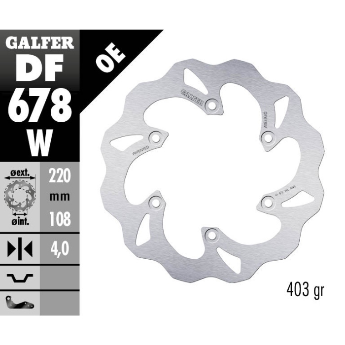 Bremsscheibe Galfer Wave Gasgas 250 EC (97-20) hinten DF678W