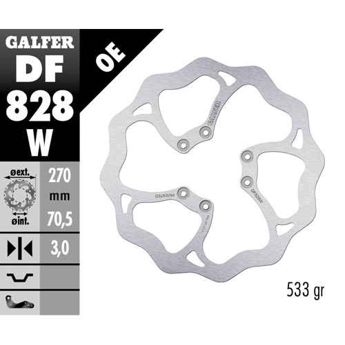 Bremsscheibe Galfer Wave TM EN/MX 250 (04-25) vorne DF828W
