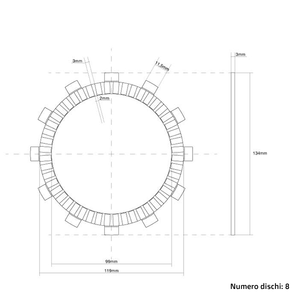 Kupplungsscheiben (Belag) FCC Kawasaki KX 125 (90-92) FCC.0030