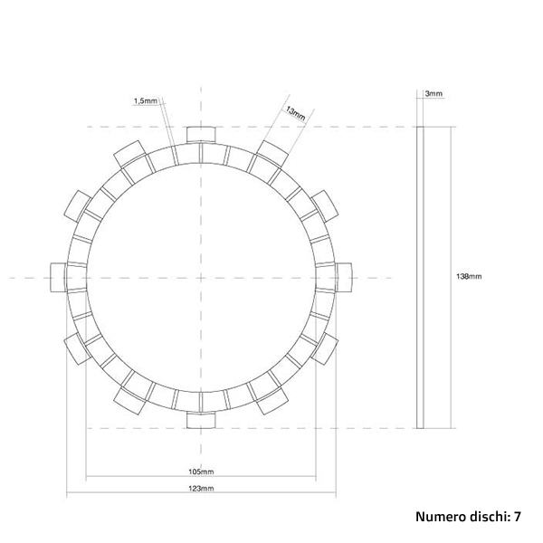 Kupplungsscheiben (Belag) FCC Yamaha YZ 125 (91-92) FCC.0088