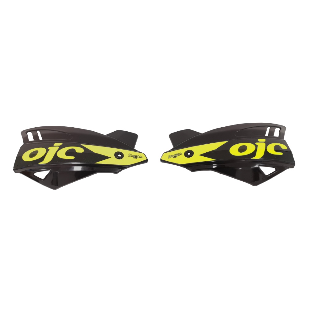 Paar Handschützer OJC SHARK universal schwarz (Neongelber Aufkleber) Paar Handschützer OJC SHARK universal schwarz (Neongelber Aufkleber)