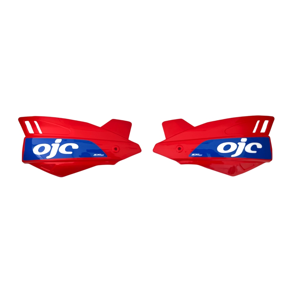Paar Handschützer OJC SHARK universal rot (Blauer Aufkleber) Paar Handschützer OJC SHARK universal rot (Blauer Aufkleber)