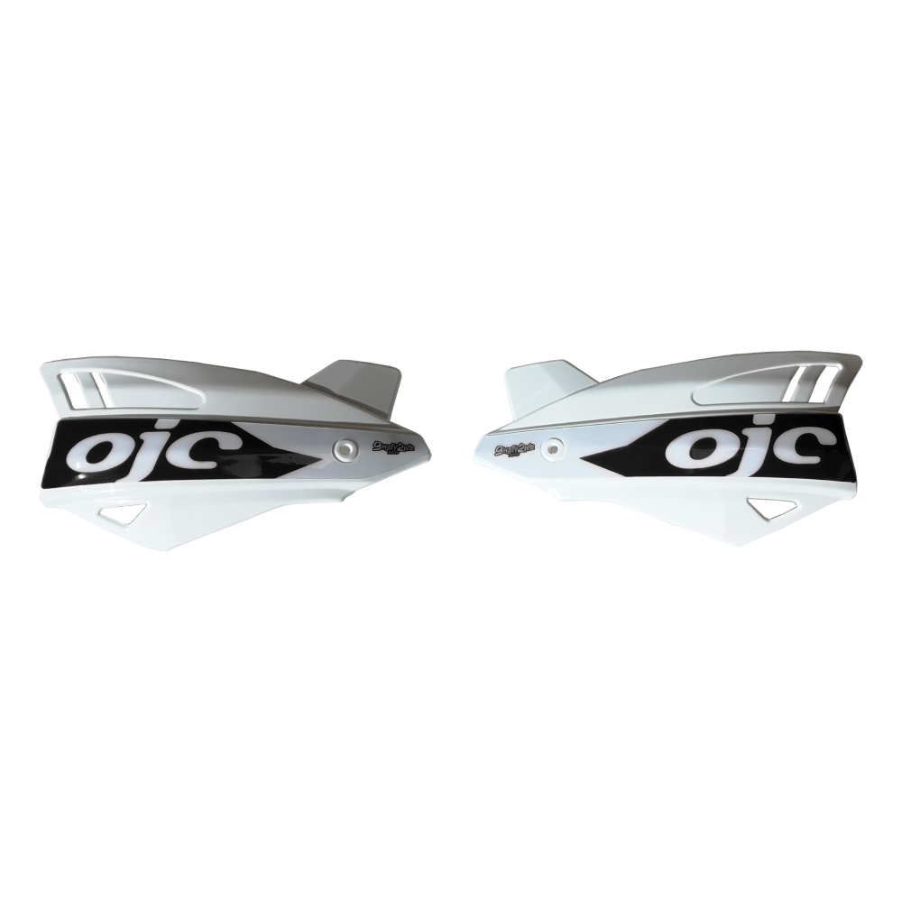 Paar Handschützer OJC SHARK universal weiß (Schwarzer Aufkleber) Paar Handschützer OJC SHARK universal weiß (Schwarzer Aufkleber)
